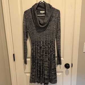 Calvin Klein Black and Gray Cowl Neck sweater dress